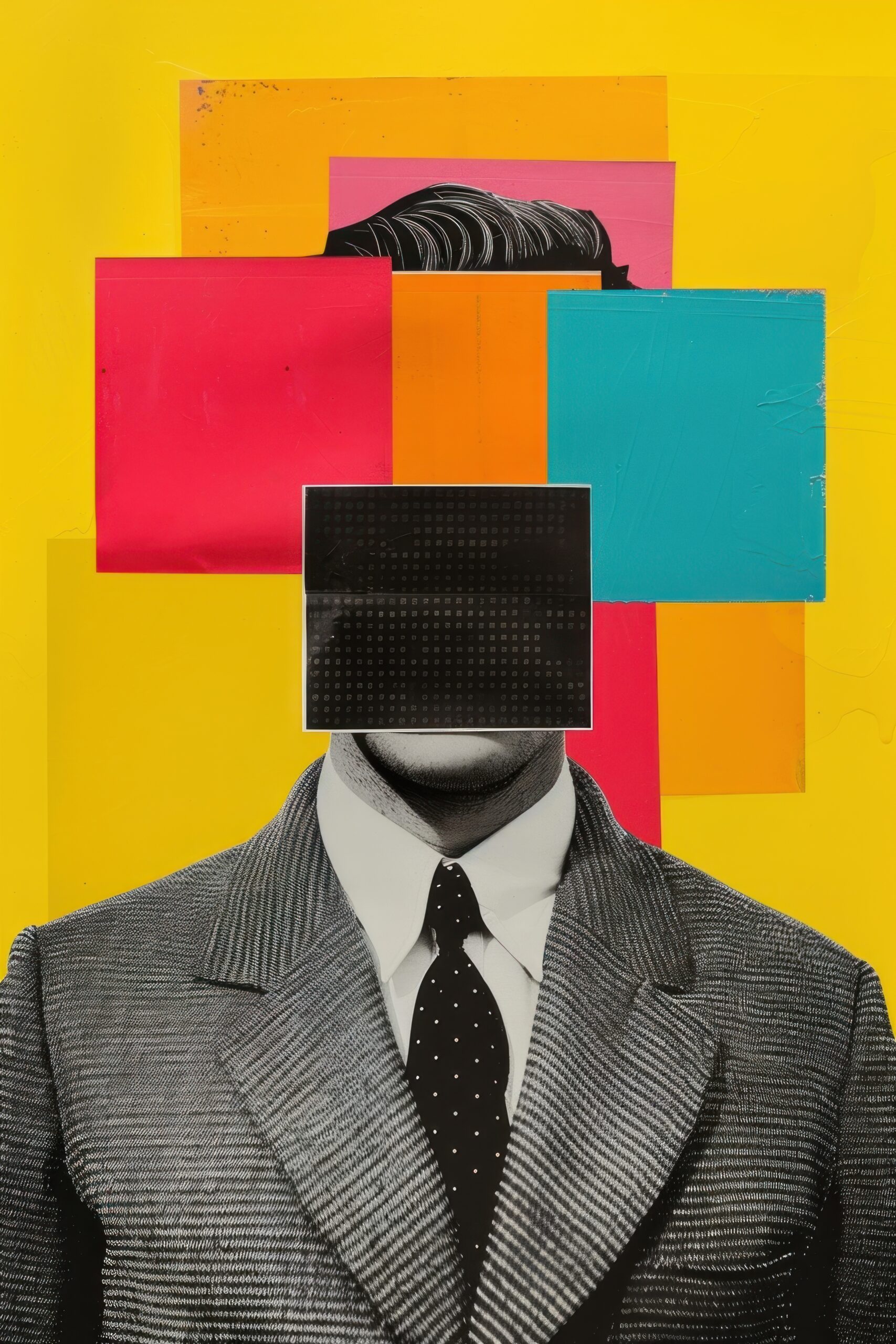 A man with a social media art black paper.
